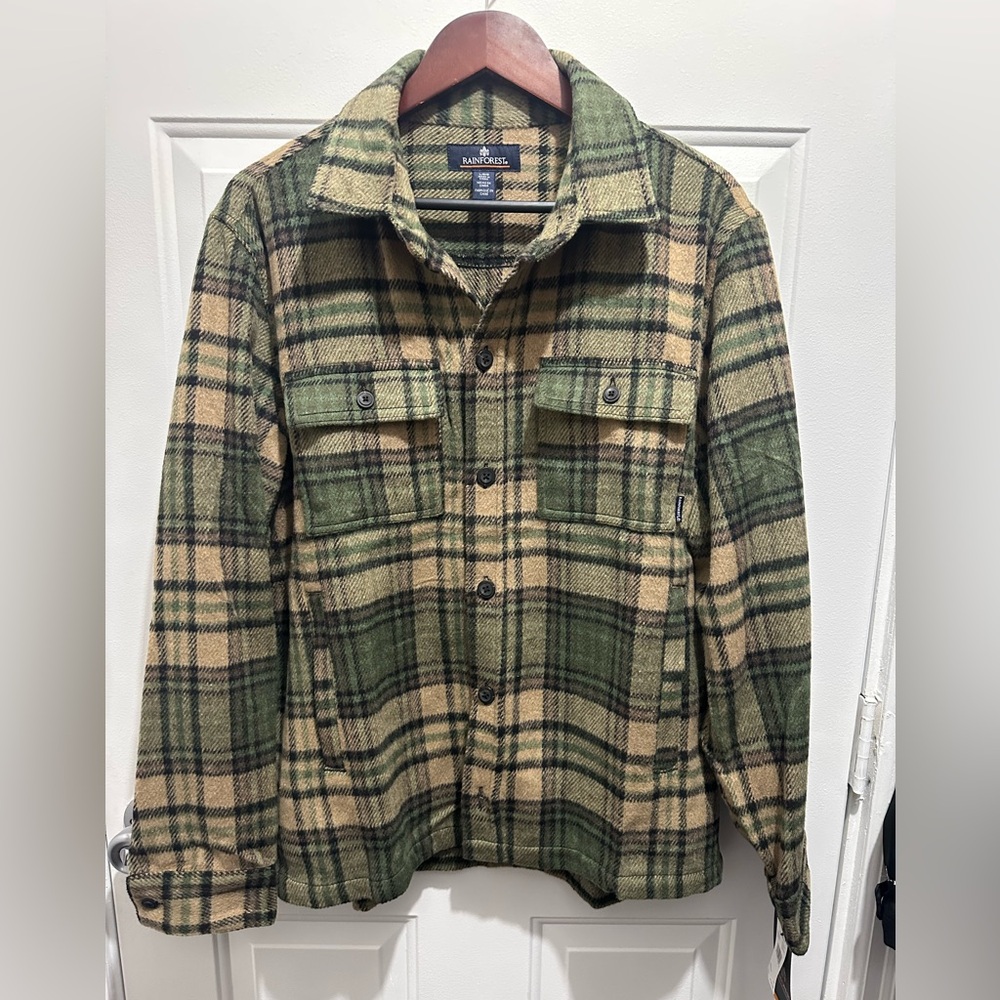 RAINFOREST Men's Green and Tan Checkered Jacket